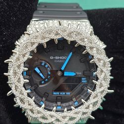 VVS D Moissanite Bustdown G-Shock – Fully Iced Custom Diamond Watch