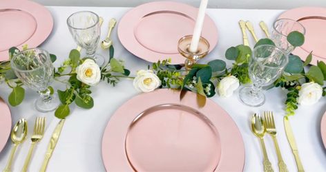 Acrylic Round Charger Plates 13" in Blush Pink, Dinner Party Decor Charger Tableware