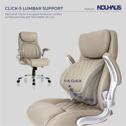Posture Ergonomic PU Leather Office Chair. Click5 Lumbar Support with FlipAdjust