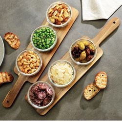 Home Essentials Table Setter Acacia Wood Serving Set, 2-pack Microwave safe