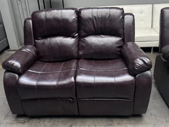 2pc Leather Manual Reclining Loveseat for Living Room, Office