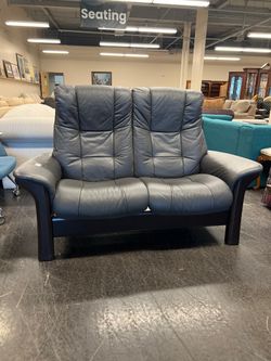 Dark Gray Stressless Windsor High Back Two-Seater Reclining Loveseat