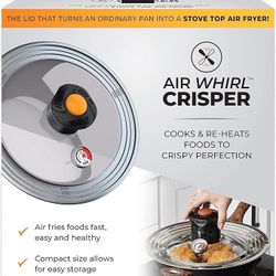 Allstar Kitchen Air Whirl Crisper Air Fryer Lid for Pots & Pans- Fits 10 to 12 Inch Pots and Pans, Works on Stovetop- Includes Air Whirl Lid & Expanda