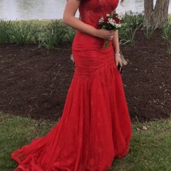 Jovani Mermaid Beaded Prom Dress Size 4 Red So Pretty  