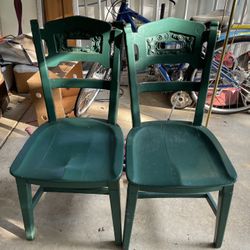 Two Matching Antique Chairs-Oak 