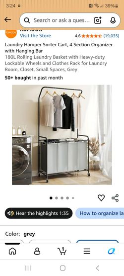 Laundry hamper sorter with 4 sections and hanging bar new in box pick up in pomona $50