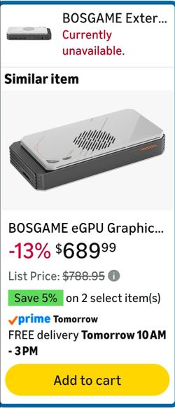 BOSGAME eGPU and a 2 TB nVME