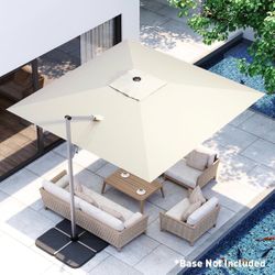 Patio Umbrella Cantilever Outdoor Offset Umbrella with 360°Rotation, Double Top Heavy Duty Windproof Aluminum Frame for Pool Garden Deck Backyard
