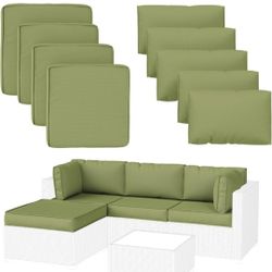 9 Pack Patio Cushion Covers Outdoor Furniture Cushion Slipcovers Replacement Waterproof with Zipper for 5 Pcs Patio Furniture Set, Covers Only, (color