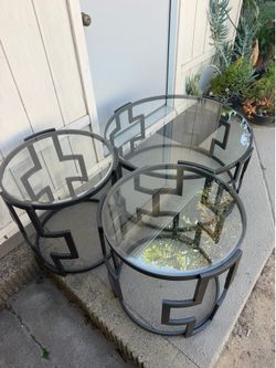 Glass coffee table and end table set
