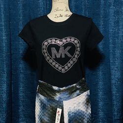 Luxury Graphic Handmade Rhinestone Inspired Tee and Leggings