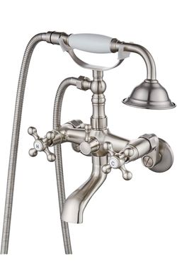 Brushed Nickel Wall Mount Tub Faucet with Hand Shower