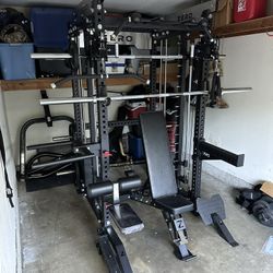 Smith Machine 400 | Adjustable Bench | 245lb Cast Iron Olympic Weights | 7ft Olympic Bar | Fitness | Gym Equipment | FREE DELIVERY/INSTALLATION 🚚 🛠️