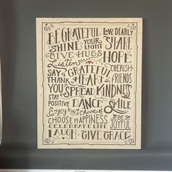 16” X 20”  Grateful Heart, Canvas Saying Pic