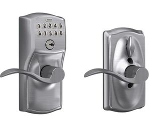 Schlage Camelot Keypad Lock with Lever Handle Electronic Keyless Door FE595 cam