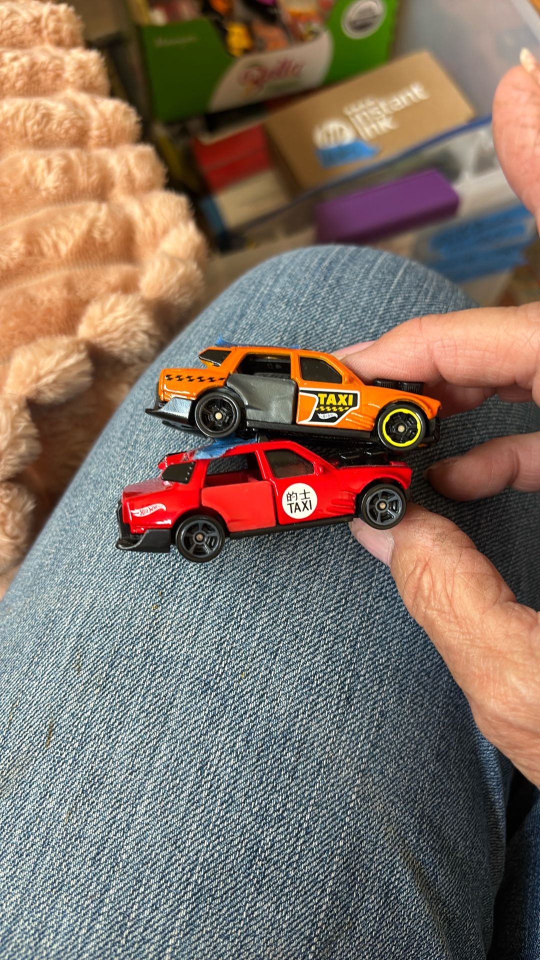 Two Hot Wheels Taxis