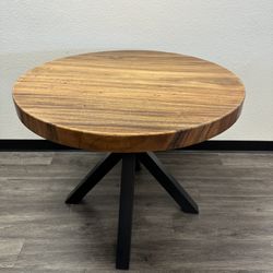 36” Round Solid Rain Tree Wood Table – 2.5” Thick Slab – Rustic Modern 