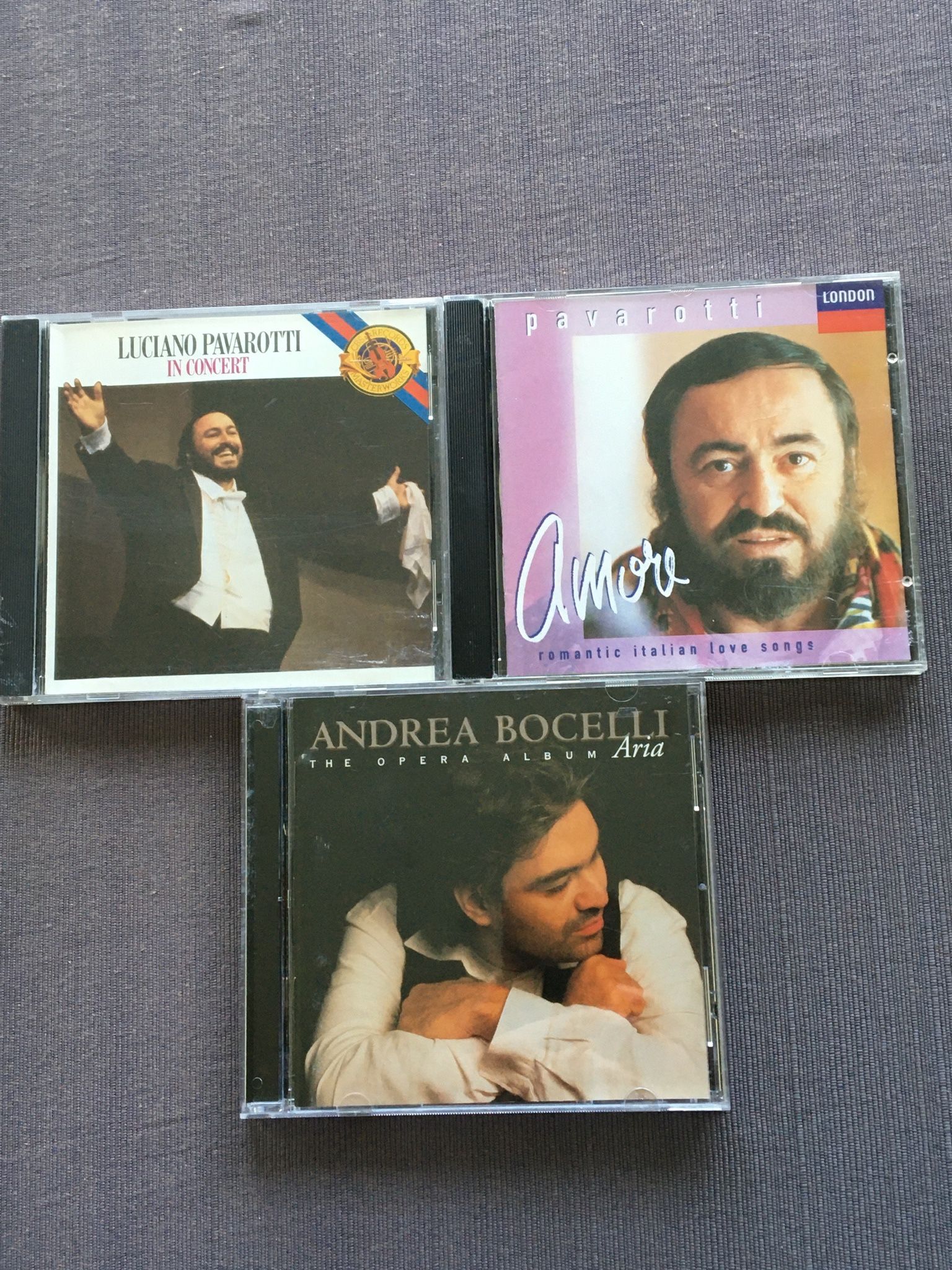 Great Classical Music Opera Tenors Pavarotti & Bocelli, lot of 3 CDs excellent condition. Luciano Pavarotti In Concert, with Andrea Griminelli and th