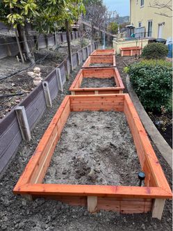 Redwood Cedar privacy wall garden bed planter boxes raised elevated 3 4 5ft long wheels casters custom made vege