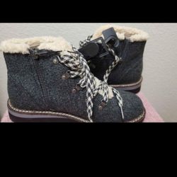 Madden NYC Women's Gray Hiker Wedge Lace Up Boots  shoes Size 9