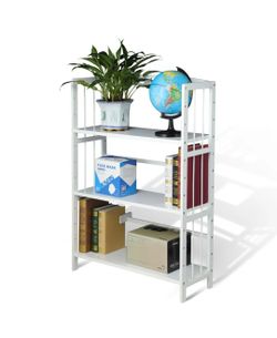 BOOKCASE BOOKSHELF STORAGE SELF ORGANIZED . 3 TIER BAMBOO  38" HIGH 💥BRAND NEW NEVER USE 💥 