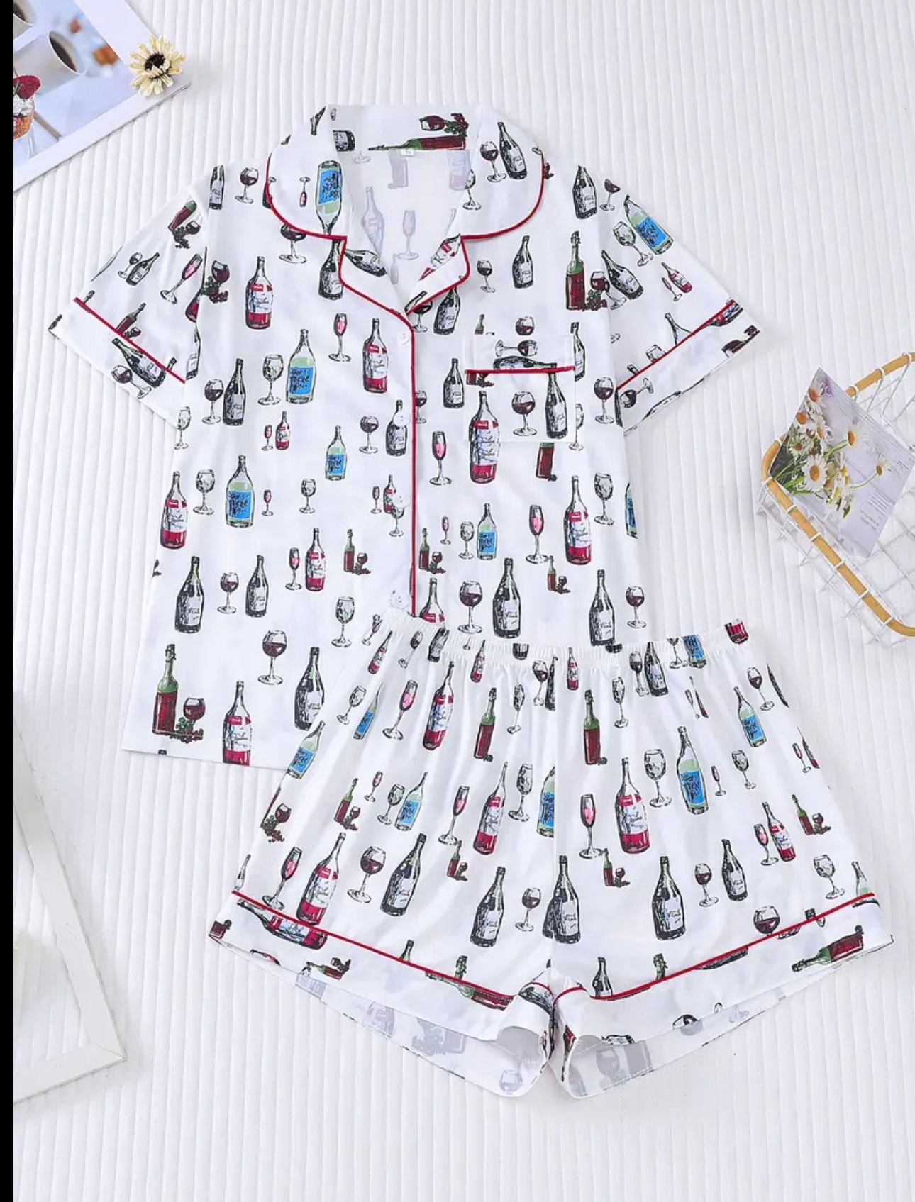 New Womens Wine Pajama Set Size Medium