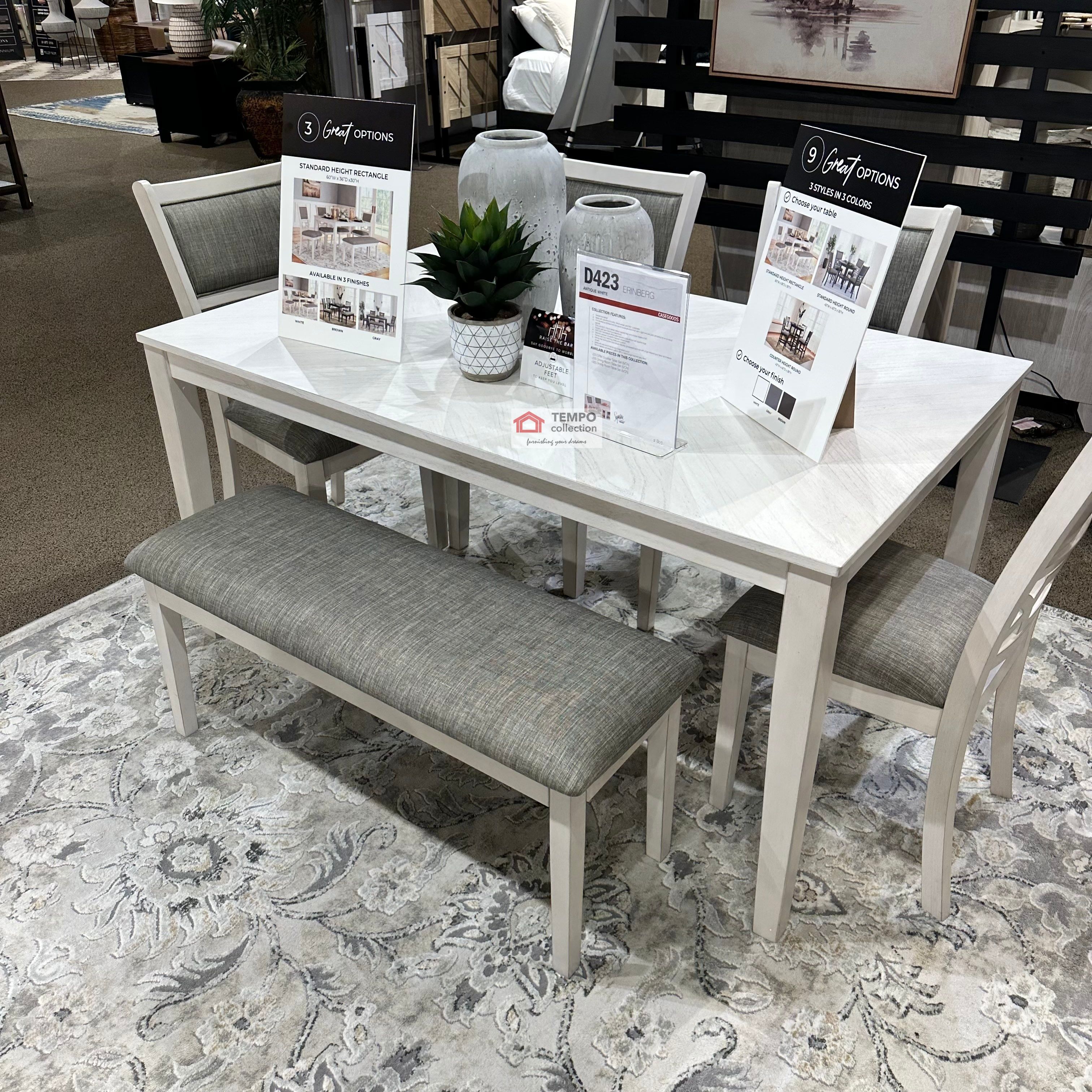 Dining Table SET 6 PC DINING HEIGHT BROWN, ANTIQUE WHITE and GRAY