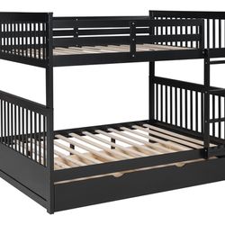 Full Over Full Bunk Bed : Free Trundle 