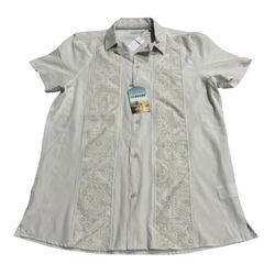 Cabana Men's Short Sleeve Shirt - Beige - Size M