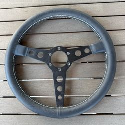 Porsche Fit 350mm Sport Steering Wheel - 3 Spoke Leather - 6 Bolt Universal - New