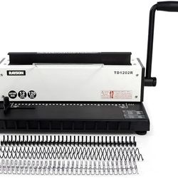 Rayson TD1202R Wire Binding Machine, 3:1 Pitch Round Hole Coil Binder Hole Punch, Compatible with Wire, Spiral, and Click Binding Spines, 32-Hole Punc