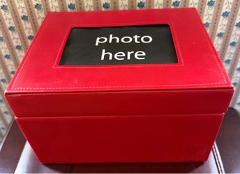 Gift Box Red Faux Leather Classic Trinket Photo