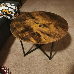 Round Coffee Table, 23.6" Coffee Tables for Living Room, Circle Coffee Table with Metal Frame, Floor Table Desk for Sitting on The Floor, Home,