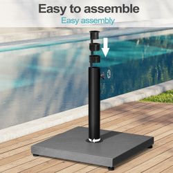 Patio Umbrella Base 43lbs Heavy Duty Square Concrete Stand Gray