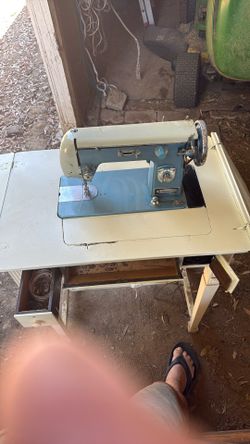 Antique Signature, Sewing Machine And Stored Desk