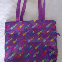 Clinique Purple Lipstick Reversible Tote Bag $4