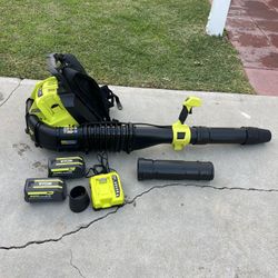 RYOBI 40V HP Brushless Whisper Series 190 MPH 730 CFM Leaf Blower and Backpack Battery w/ (2) 6.0 Ah Batteries & Charger -  NEW
