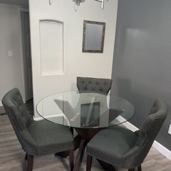 Glass Dining Table w/ Chairs 