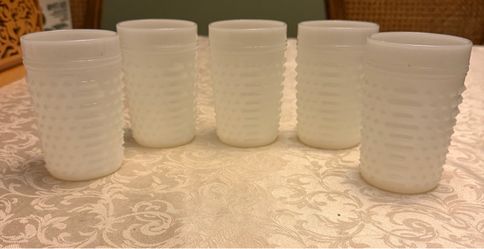 Set Of 5-Anchor Hocking Milk Glass Tumblers
