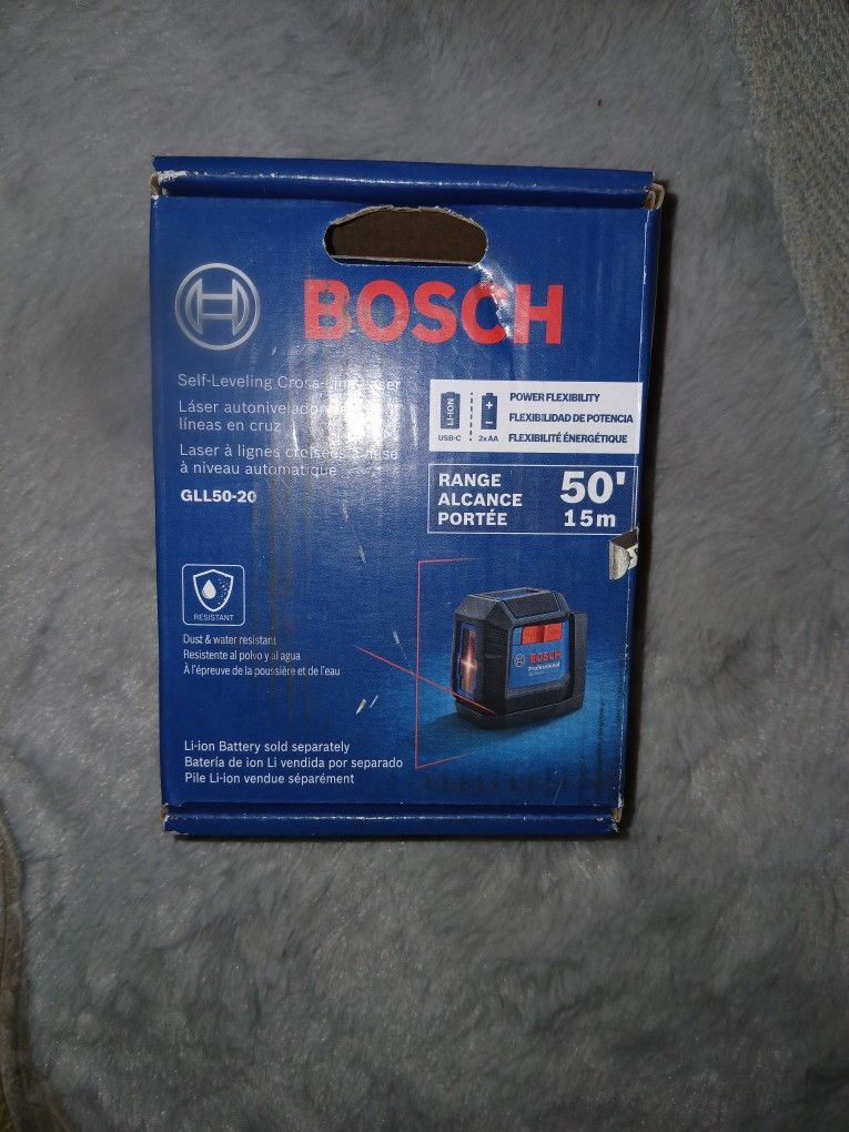 Bosch Red Self Leveling Cross Line Laser With A Range Of 50 Ft Or 15 Meters