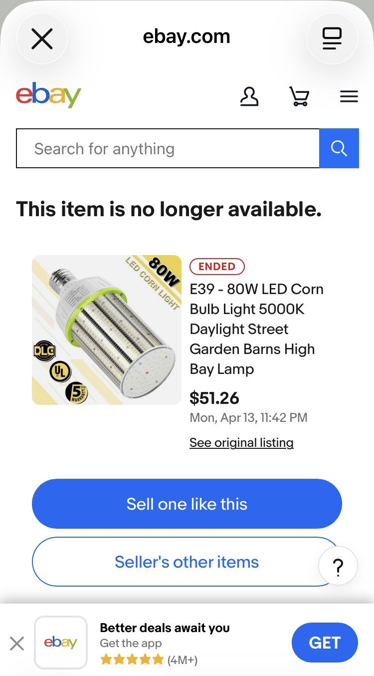 80W LED Corn Bulbs / High Bay Lights - E39 Mogul Base - New Open Box