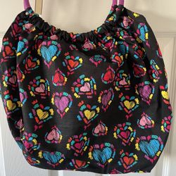 Women’s Puffy Black Multicolor Heart Print Bubble Shoulder Bag Handbag