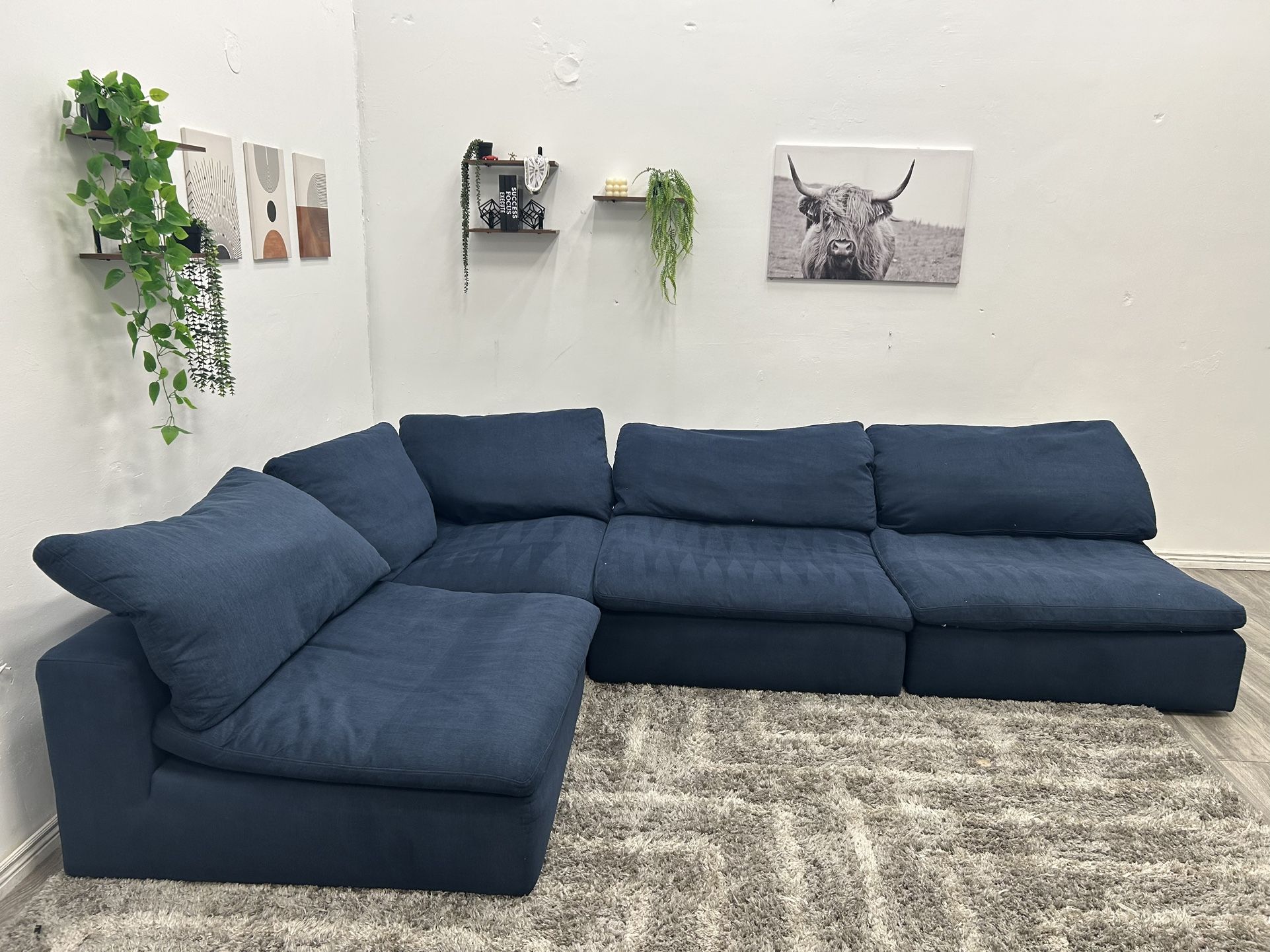 Navy Sectional Couch - Free Delivery