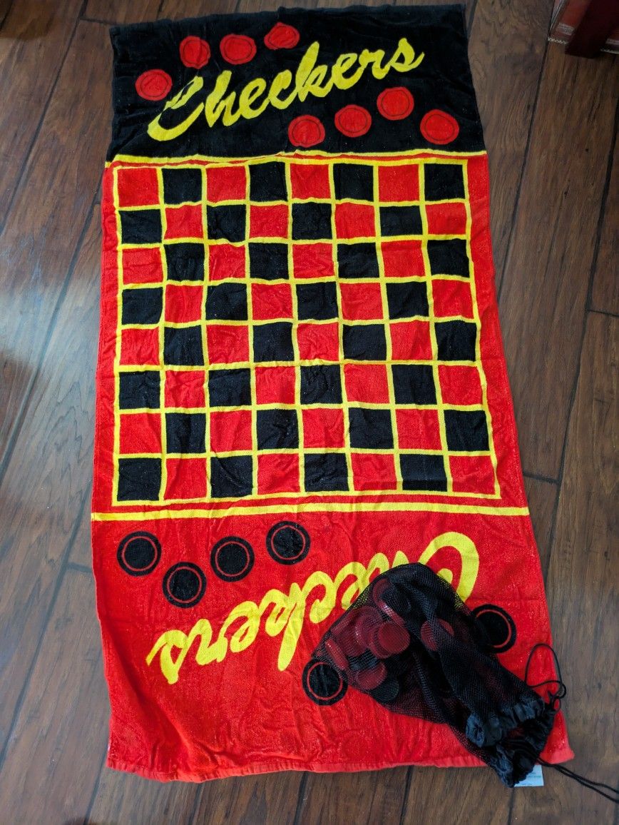 Beach Towel Checkers Set