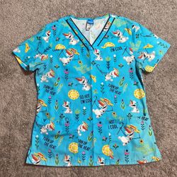 Disney Frozen II Olaf Medical Scrub Top Women’s Size Small 