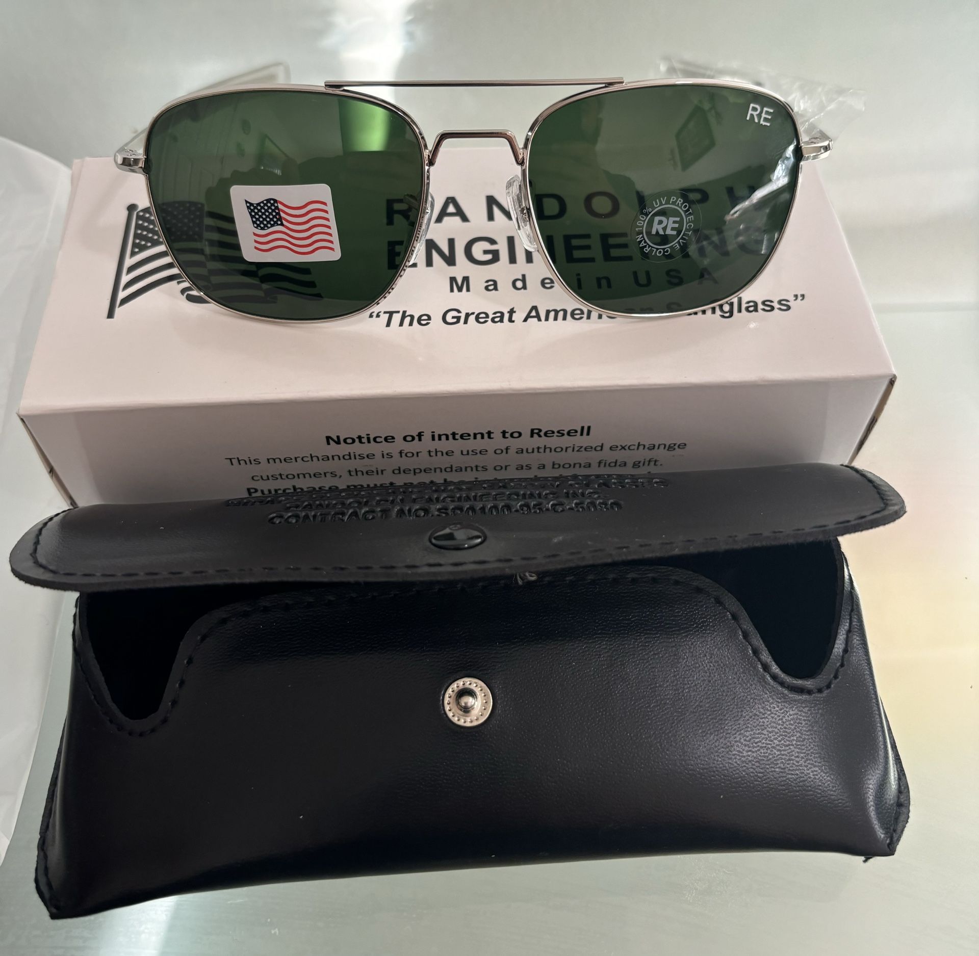 Randolph Skymaster green Lens silver Frame Sunglasses