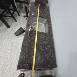 3 Piece Tab Brown Granite Counter Tops 24, 72, 72 Inch Pieces
