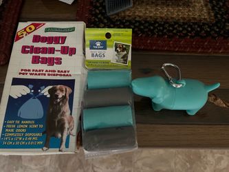 Dog Clean Up Disposable Poop Bags with Dog Shaped Bag Holder Clip