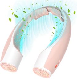 Rohent Neck Fan Portable for Travel: High Velocity 4 Speeds Cooling Personal Fan Lightweight USB Rechargeable for Women Girls - Pink