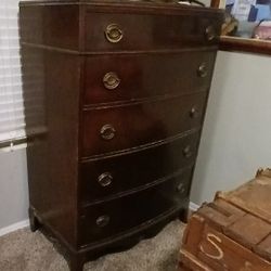 Tall Mahogany Drexel Antique Bowed Front Dresser 